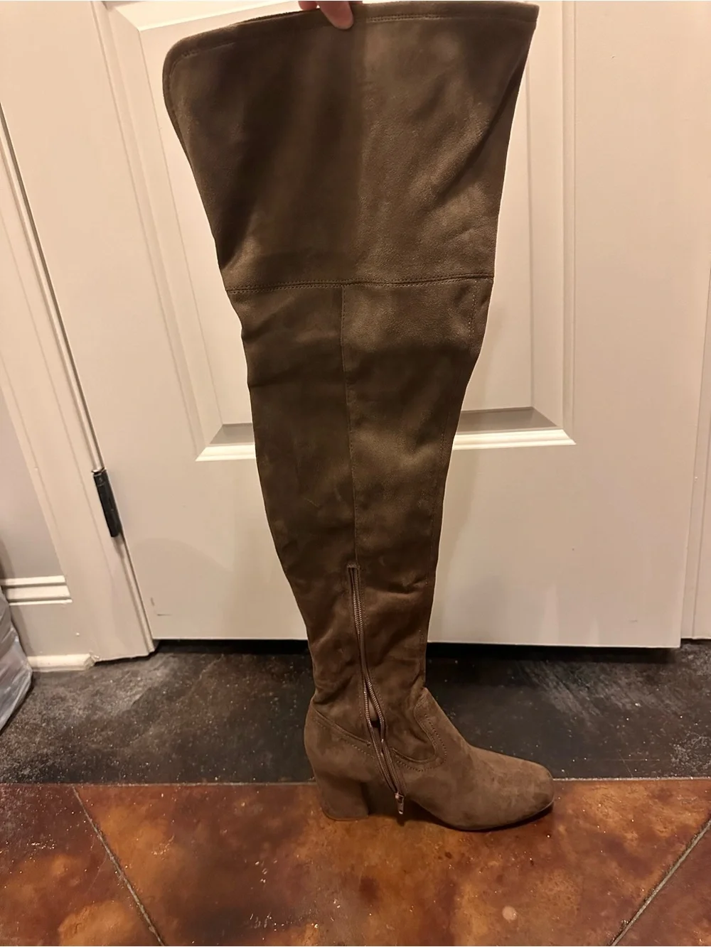 Over-the-Knee Suede Boots in Brown - Women